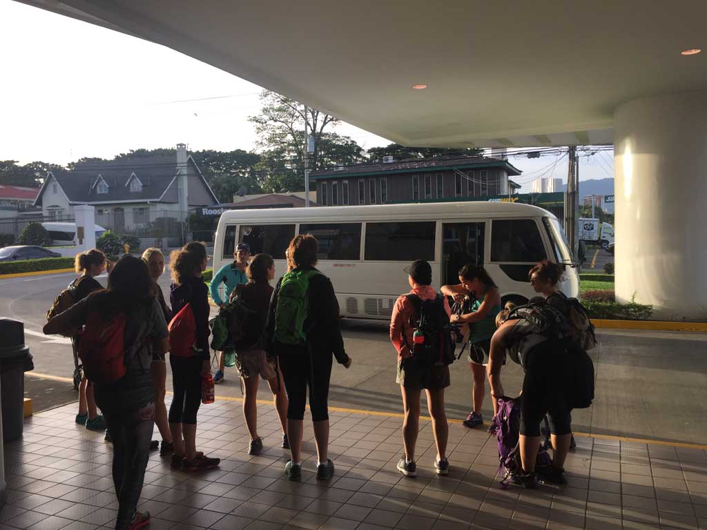 getting on the bus for the Run Like a Girl Adventure and Wellness Retreat in Costa Rica