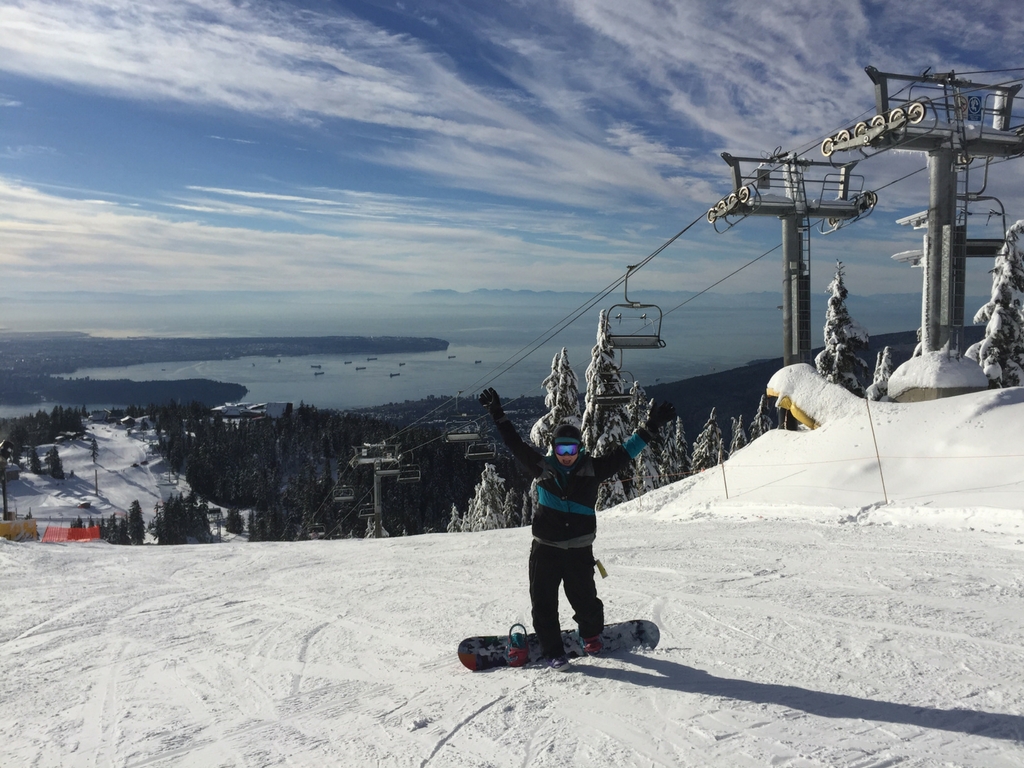 Jami Savage on grouse mountain with her Vancouver spring ski passes