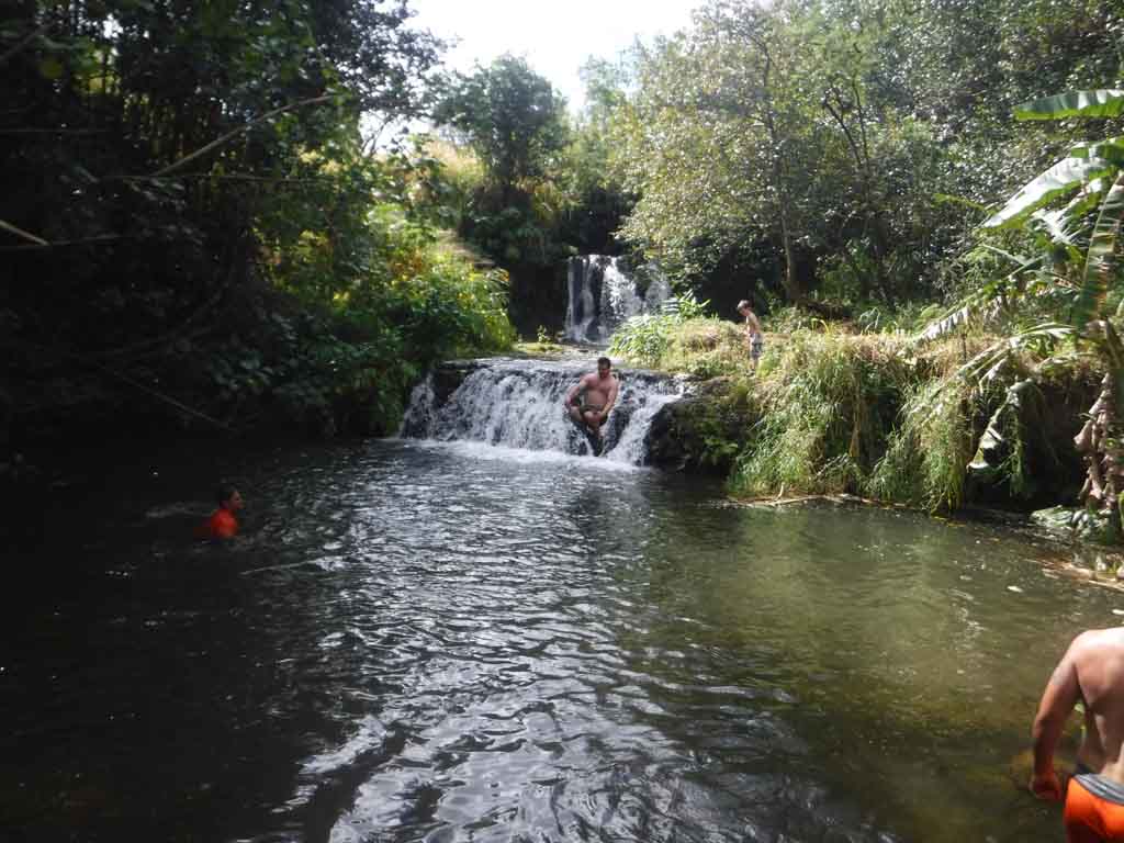 Kauai ATV tour waterfall stop 