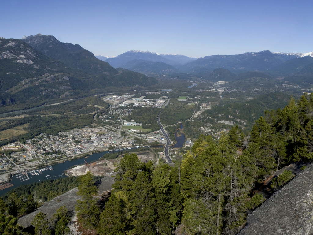 Looking down at the town of Squamish