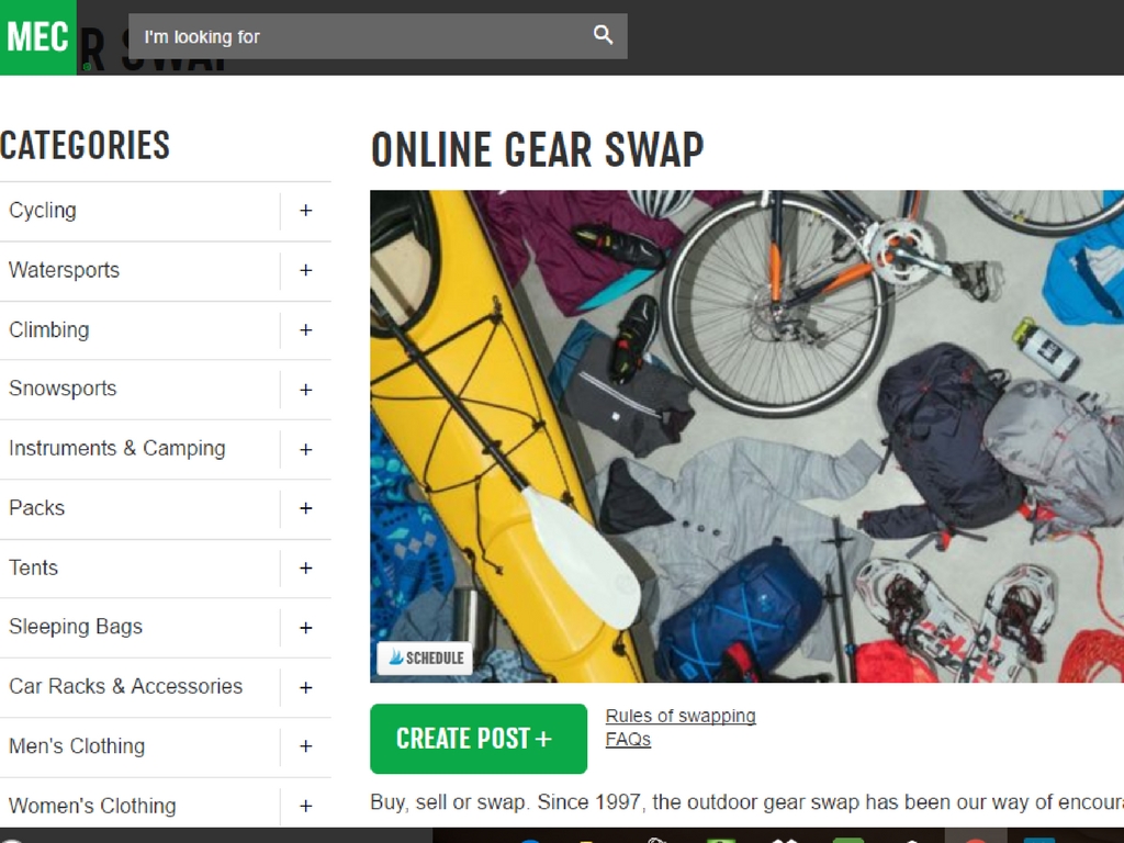 MEC online gear swap for the best deals on outdoor gear