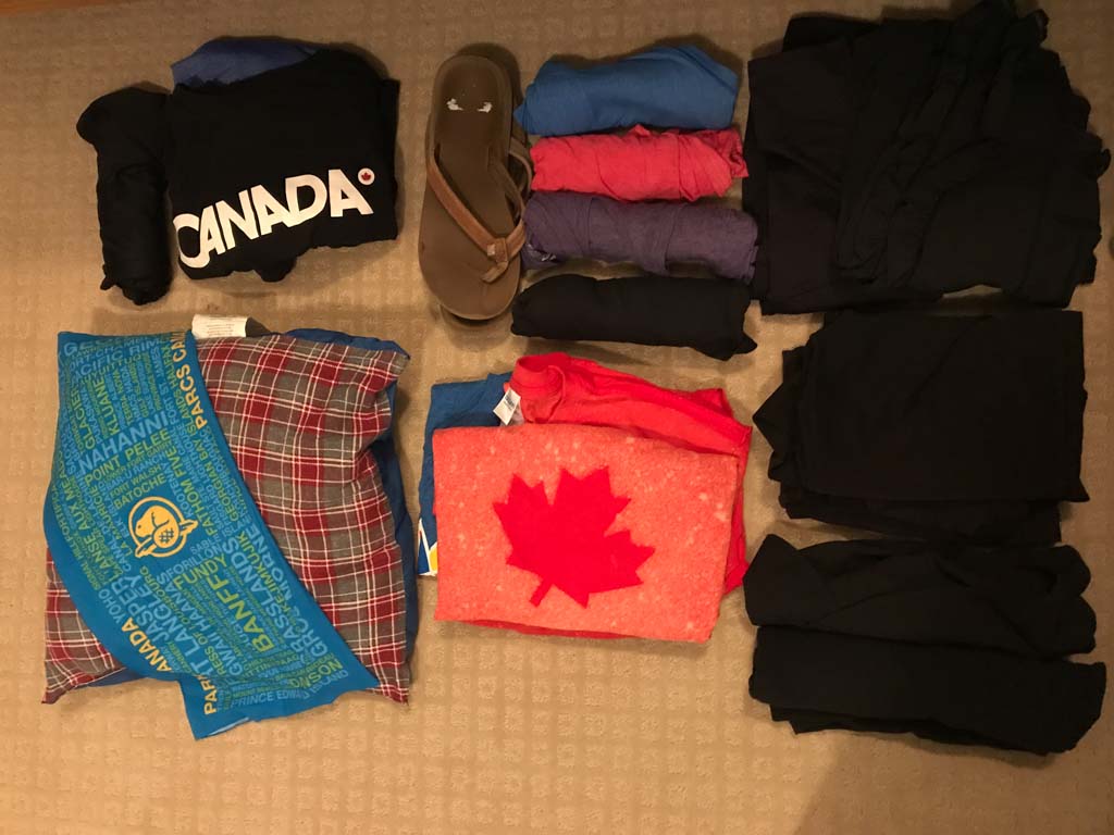 Woman's clothes example of what to pack for a road trip