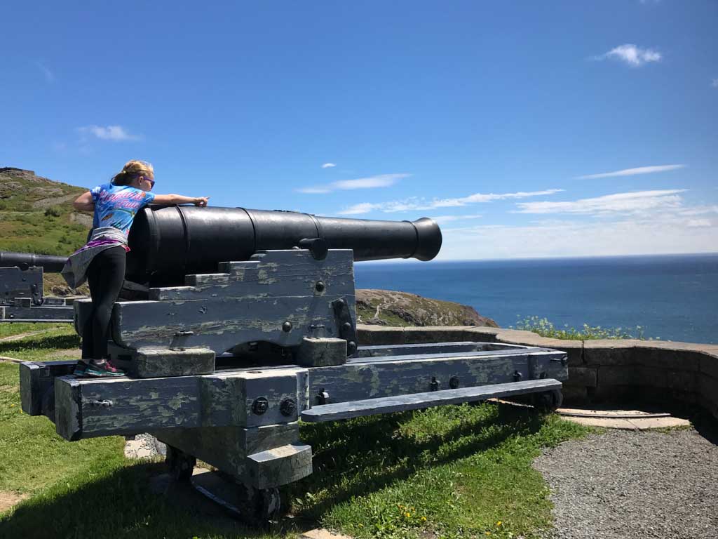 Child on cannon at Signal Hill National Historic Site