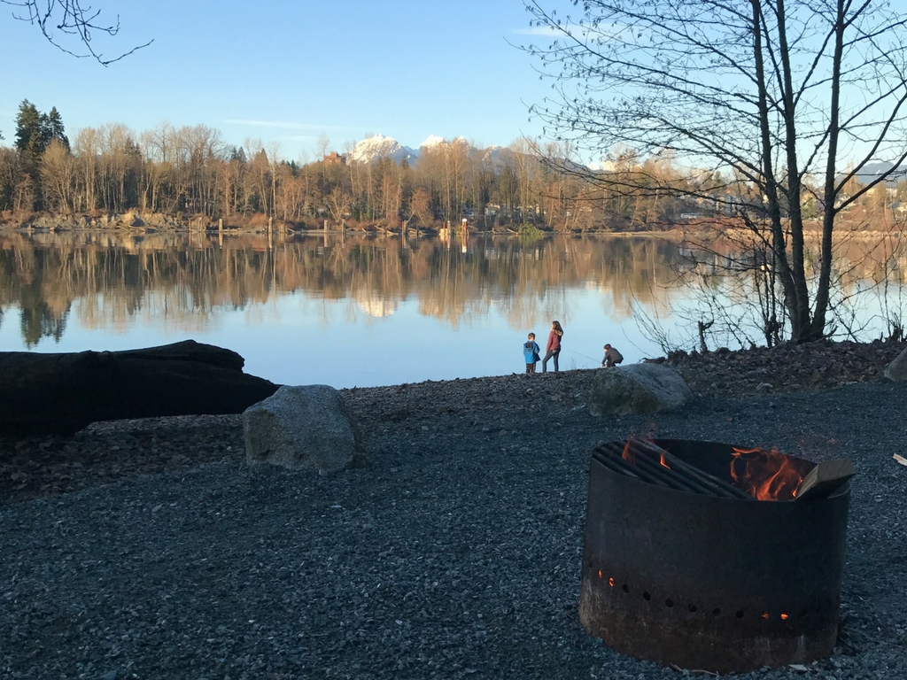 Kids on a beach by campfire for Free Spring Break Activities in Vancouver 