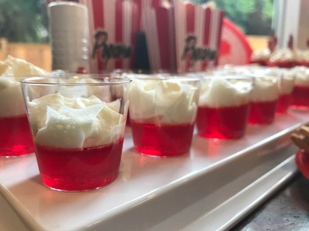 Red and white jello dessert for Campsite Friendly Canada Day Food 