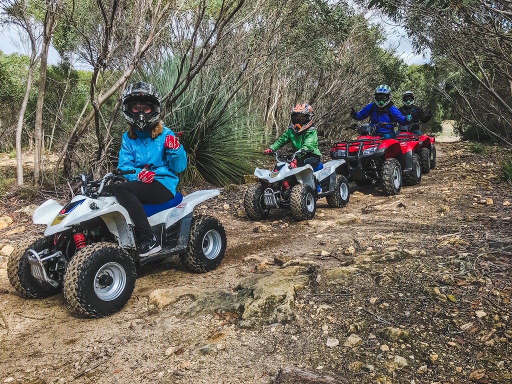 family on quads at Kangaroo Island Outdoor Action 