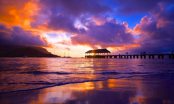 sunset on the island of Kauai in Hawaii